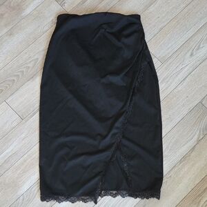 Popilush Xl Black Pencil Skirt with Lace Detail
